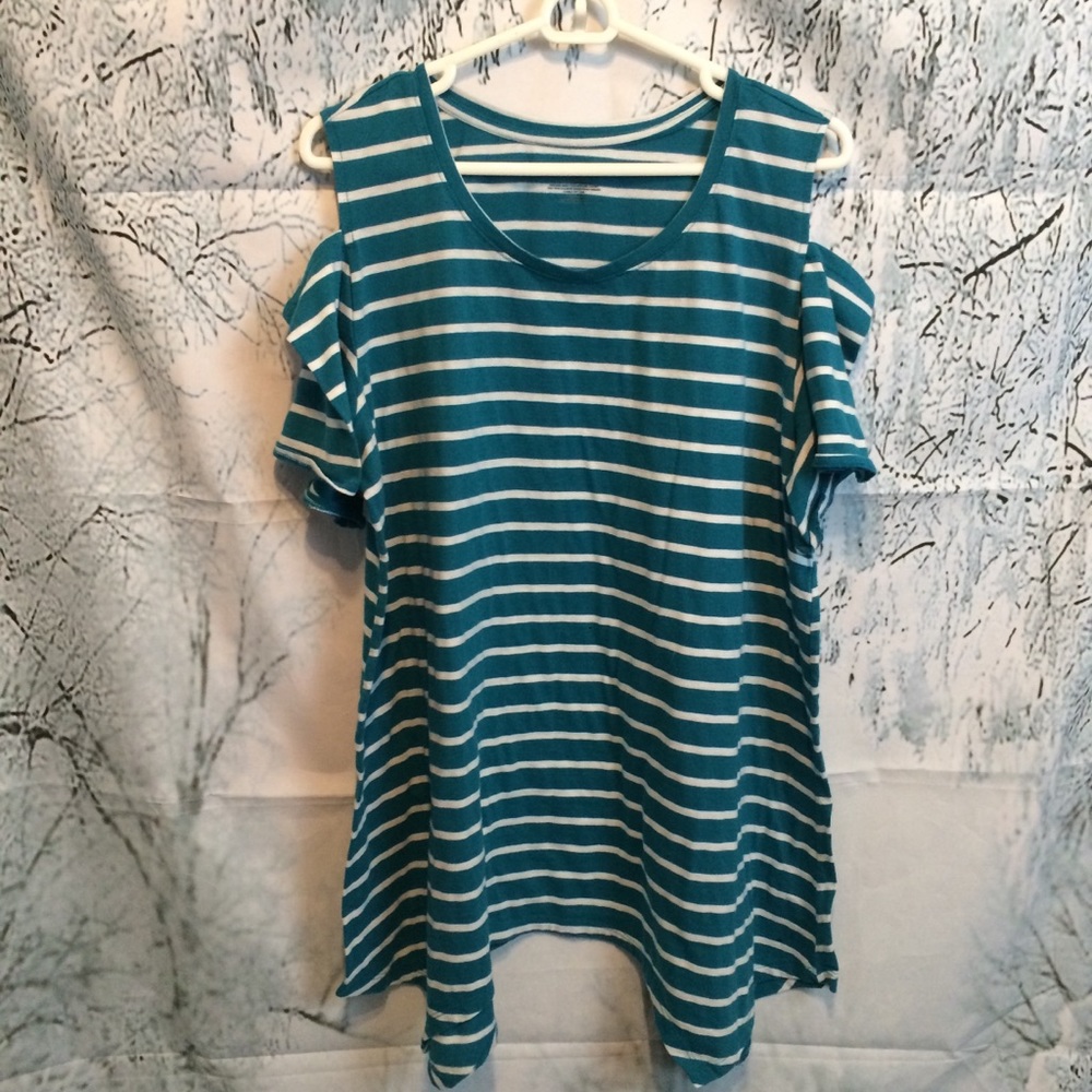Lane Bryant cold shoulder striped spring tee 18/20